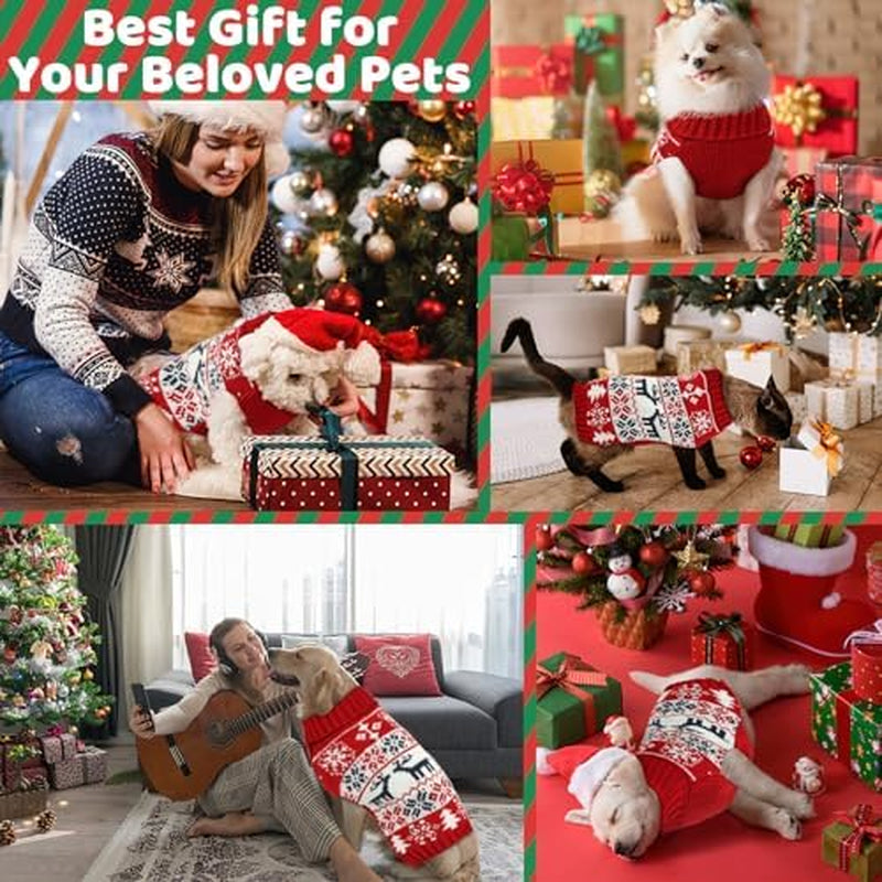 Christmas Dog Sweaters for Small Medium Large Dogs and Cats,Pet Soft Warm Holiday Outfit Girl & Boy,Pup Winter Clothes Turtleneck Double Knitting Collar for Outdoors Playing (Deer, L)