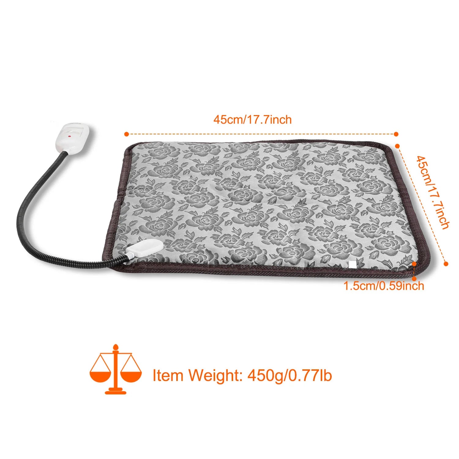 1Pc Pet Heating Pad Dog Cat Electric Heating Mat Waterproof Adjustable Warming Blanket with Chew Resistant Steel Cord Case