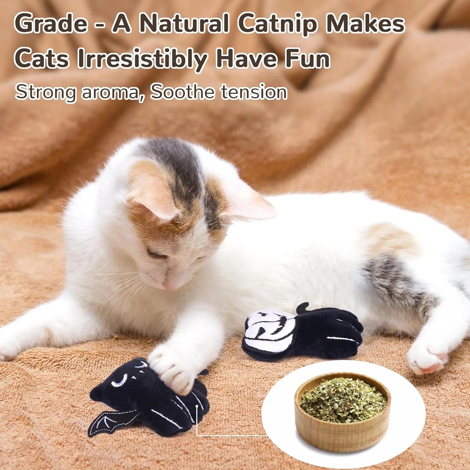 Cat Toys, Crinkly Catnip Toys for Indoor Cats Kitty Chew, Safe Teeth Cleaning Kitten Toy, Interactive Cat Nip Kicker Toy,